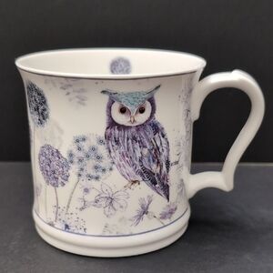 Summer River BV Copyright white Porcelain Cup With Great Horned Owl.